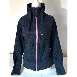 Mondetta Zip Up Sweatshirt / Small / Black Grey Geometric Print / Active Wear